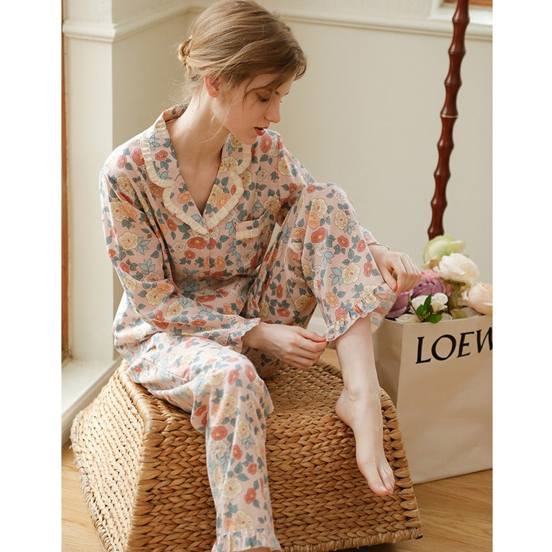 Cotton Pajamas Women's Autumn Clothes Cardigan Two-Piece Set Long Sleeve Pijamas Sets Home Wear Pijamas De Mujer