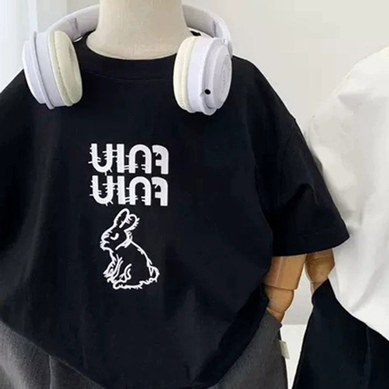 Children's Short Sleeve T-Shirt Cute Baby Cartoon Stylish Mid-Small Kids Unisex Top