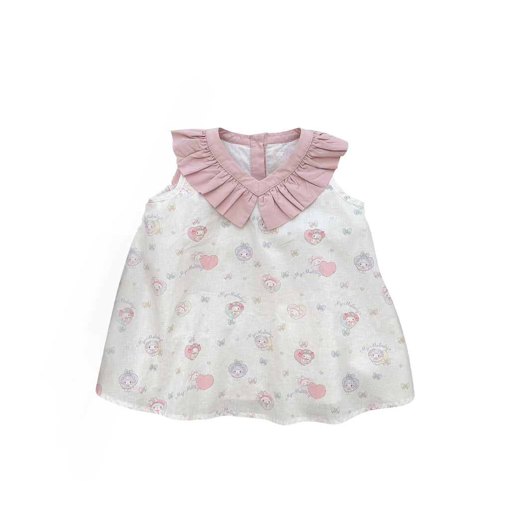 Sleeveless Dress for Kids with Cartoon Print Summer Fashion Cotton Skirt for Baby Girls