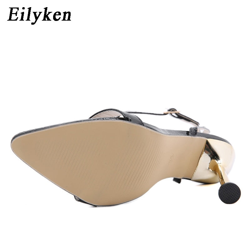 Eilyken New Ankle Strap Green Women's High Heels Sandals Pointed Toe Buckle Strap Party Female Shoes Sandalias mujer