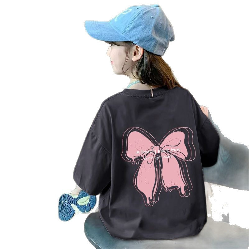 Children's Short Sleeve T-Shirt Pure  Mid-Small Kids Baby Clothes Girls Thin Half Sleeve