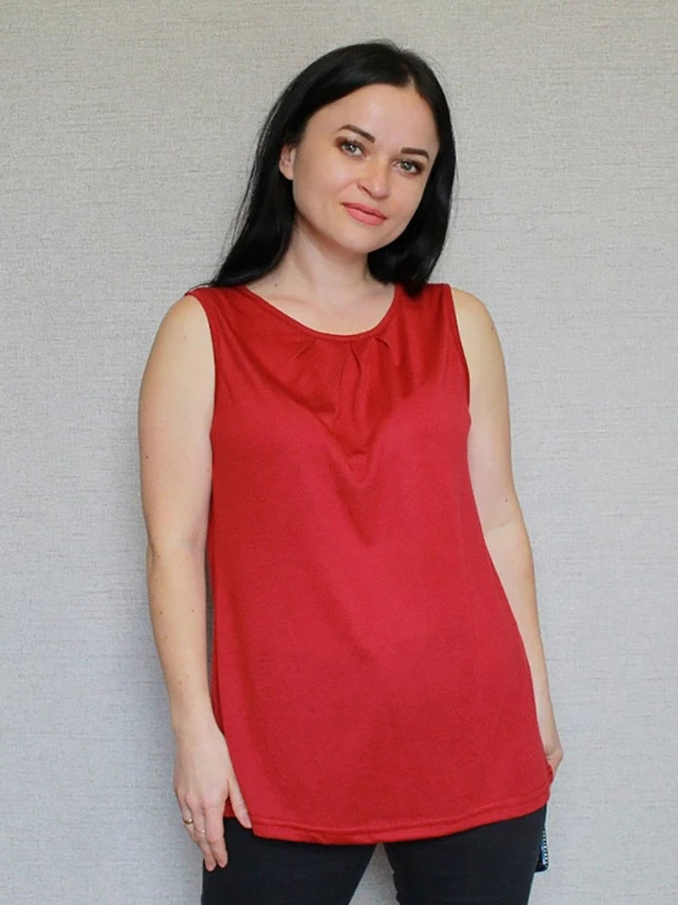 Fashion Summer Women Tank Top Solid Color Sleeveless Vest Lady Elegant Round Neck Loose T-Shirt Camisole Tees Ropa Mujer