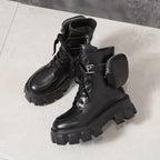 Botines Militares de Plataforma con Cordones para Mujer