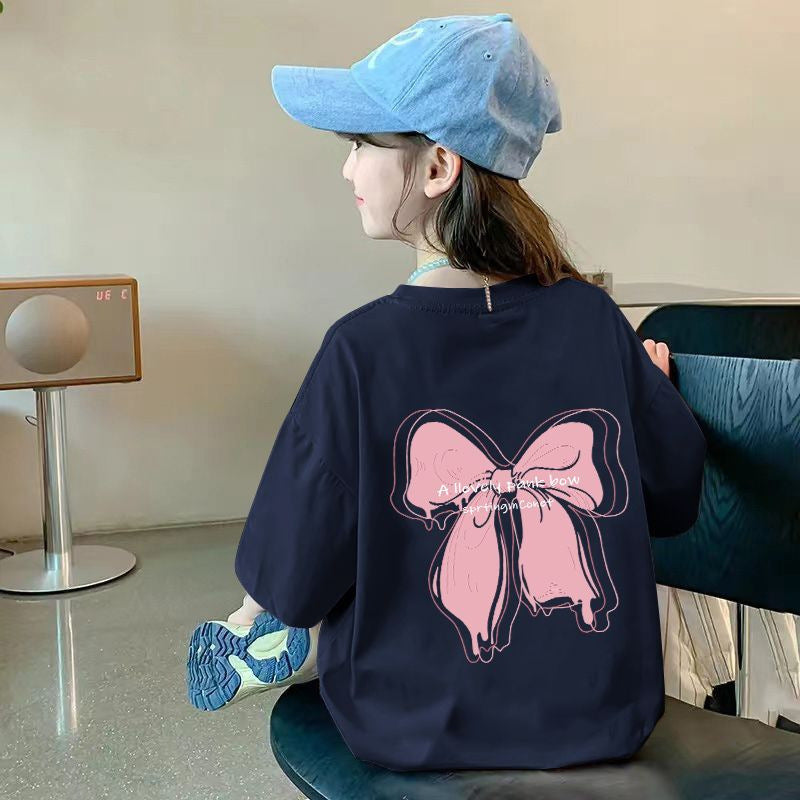 Children's Short Sleeve T-Shirt Pure  Mid-Small Kids Baby Clothes Girls Thin Half Sleeve