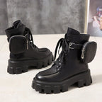 Botines Militares de Plataforma con Cordones para Mujer