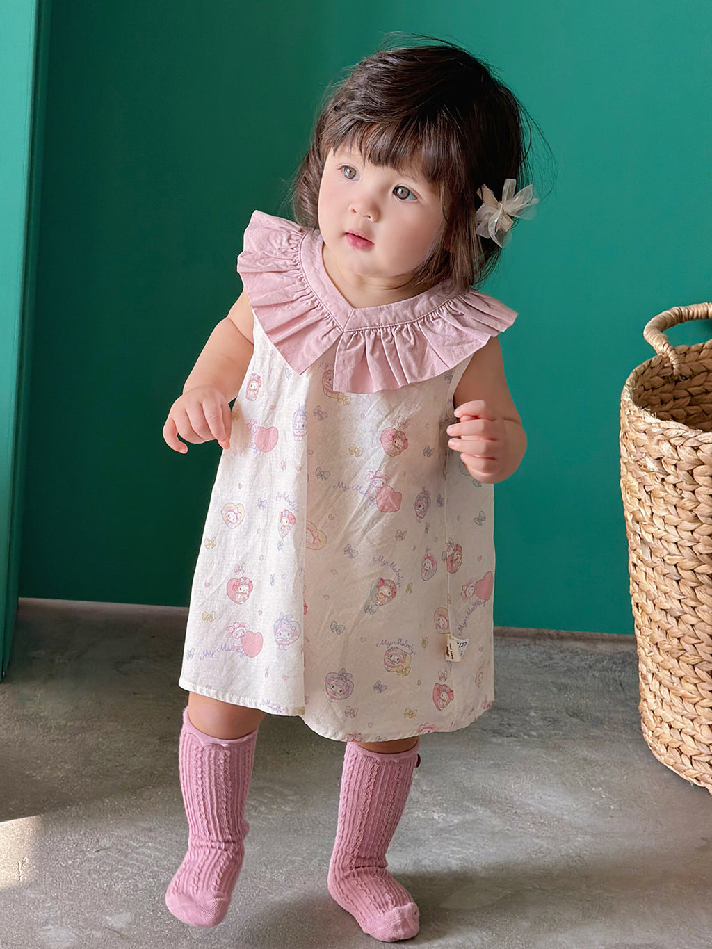 Sleeveless Dress for Kids with Cartoon Print Summer Fashion Cotton Skirt for Baby Girls