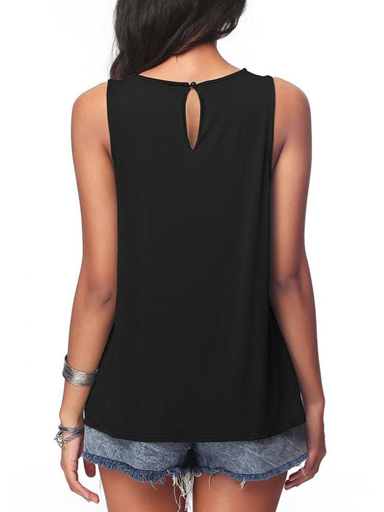 Camiseta Sin Mangas de Color Liso para Mujer