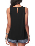 Camiseta Sin Mangas de Color Liso para Mujer