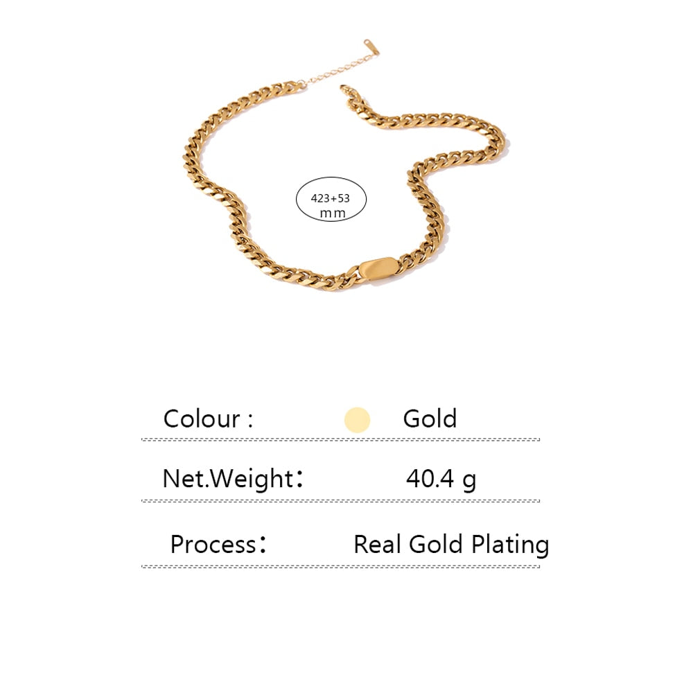 Collar de Cadena Dorada de Acero Inoxidable para Mujer