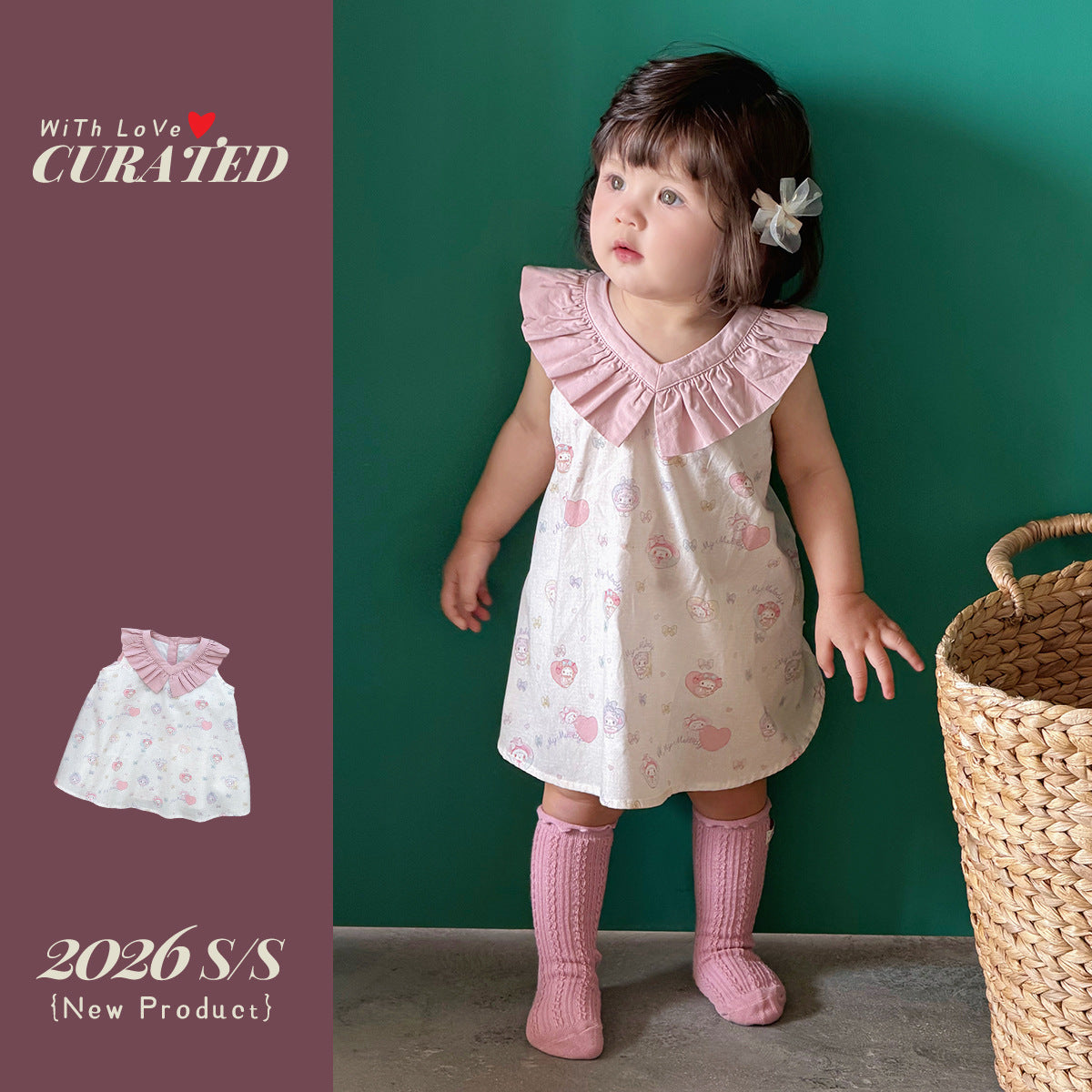 Sleeveless Dress for Kids with Cartoon Print Summer Fashion Cotton Skirt for Baby Girls