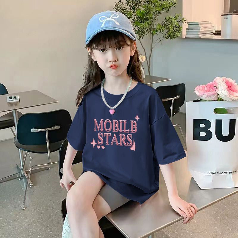 Children's Short Sleeve T-Shirt Pure  Mid-Small Kids Baby Clothes Girls Thin Half Sleeve