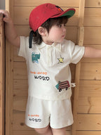 Baby Summer Outfit Set, Kids Casual Wear, Polo Collar Short Sleeve T-Shirt