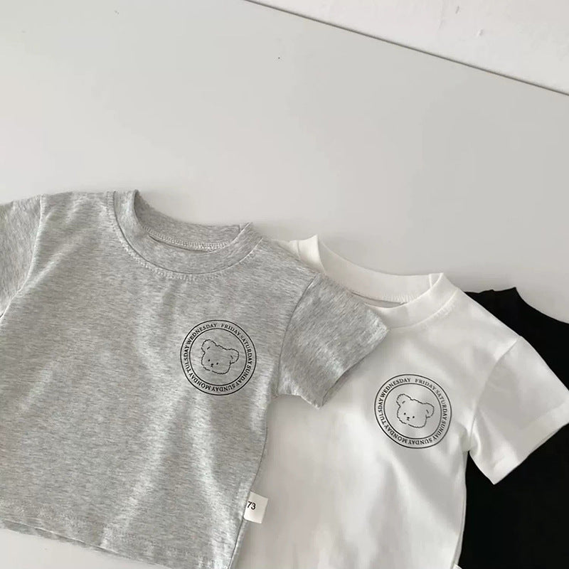 Children's Short Sleeve T-Shirt Cute Baby Cartoon Casual Kids' Top for Boys and Girls