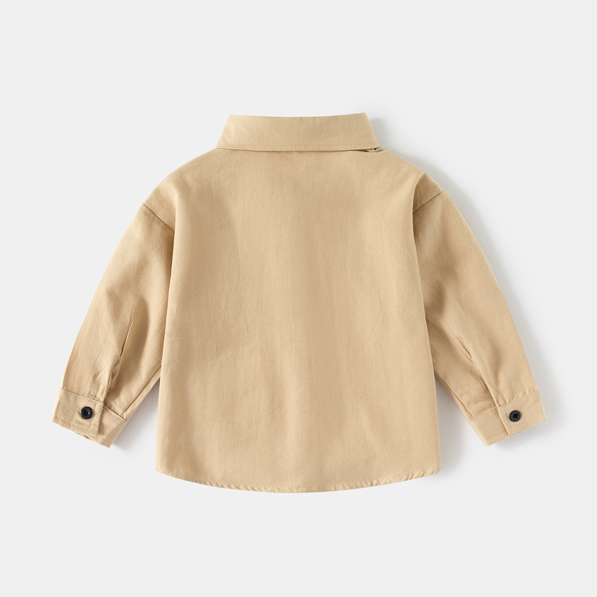Long Sleeve Shirt Boy Turn-down Collar Solid Color Embroidered Shirt Baby Kids Clothing Wholesale