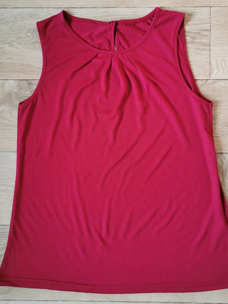 Camiseta Sin Mangas de Color Liso para Mujer