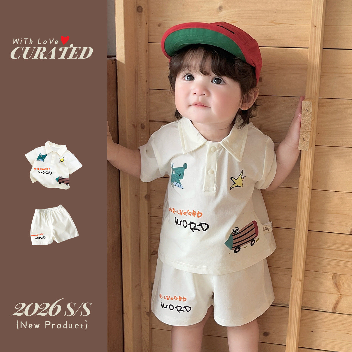 Baby Summer Outfit Set, Kids Casual Wear, Polo Collar Short Sleeve T-Shirt