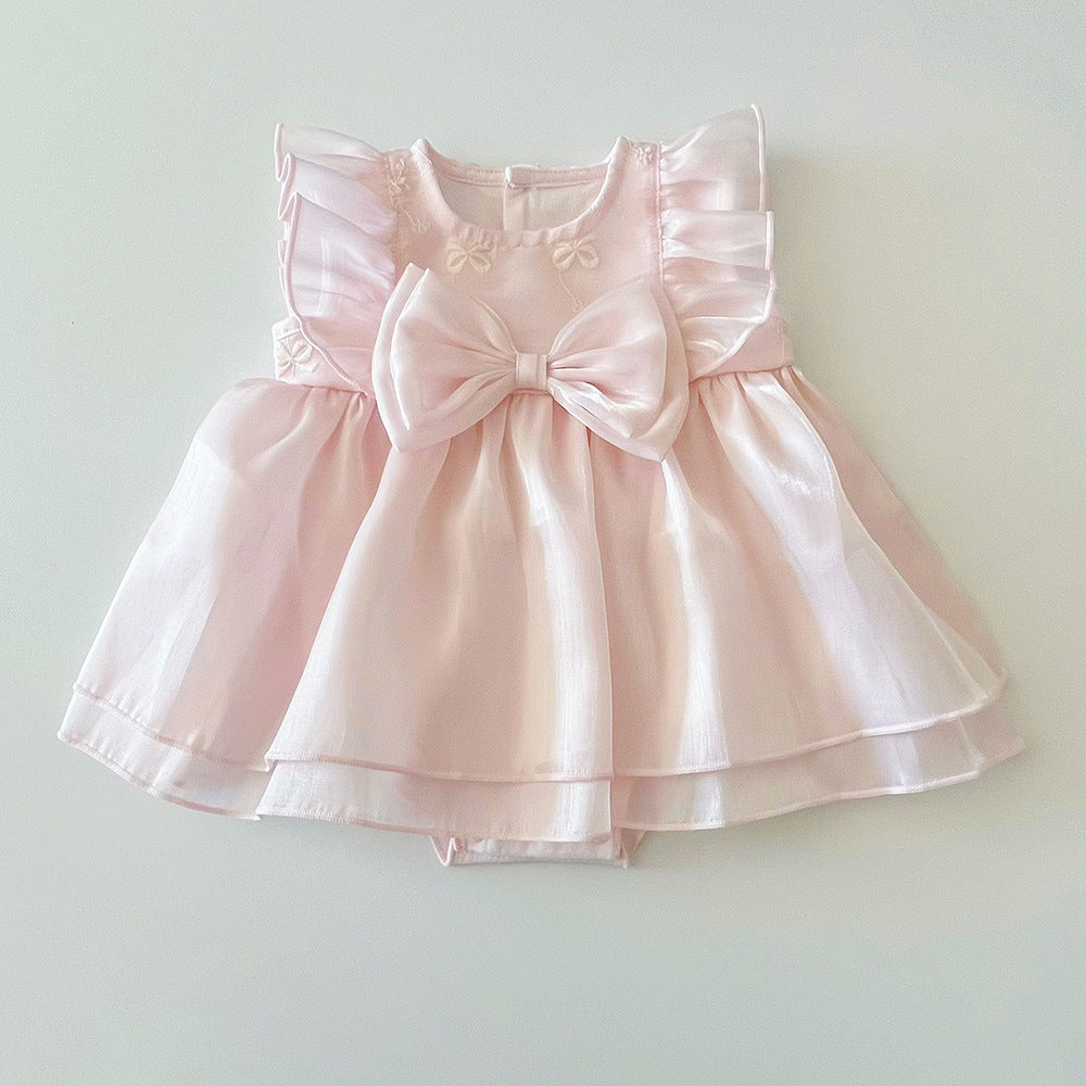 Kids Chiffon Dress for Girls, Birthday Party Princess Dress with Bow, Baby Girl Formal Dress