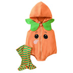 Infant Pumpkin Costume Onesie Halloween Kids Party Performance Outfit Baby Socks 2-Piece Set Children's Clothing