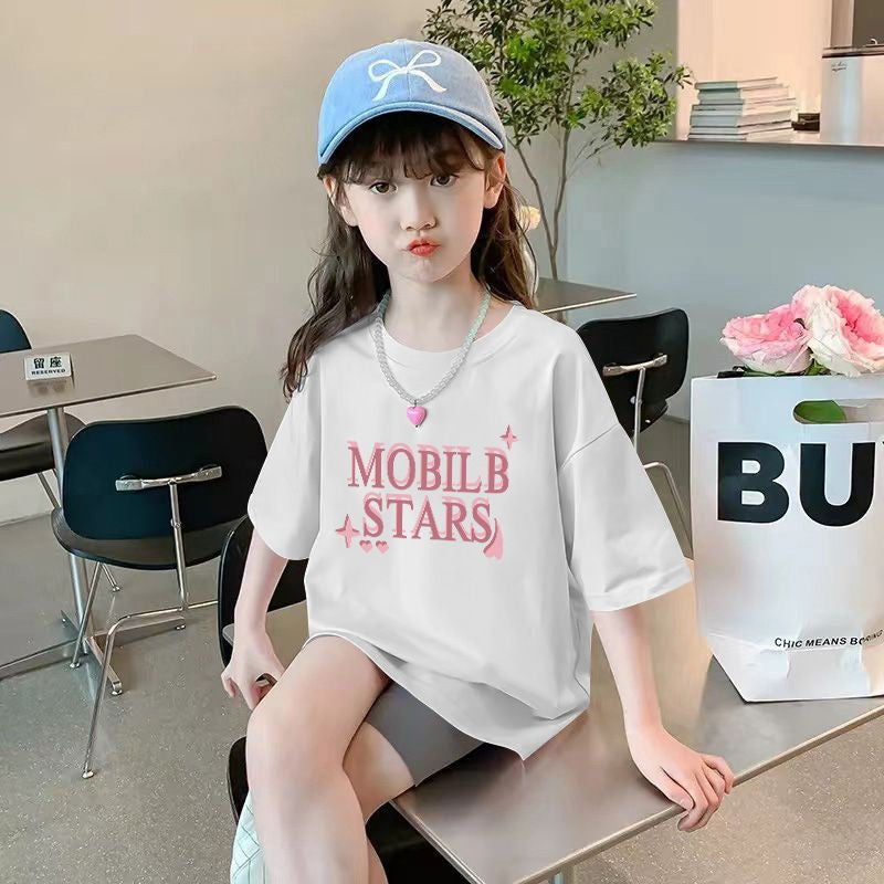 Children's Short Sleeve T-Shirt Pure  Mid-Small Kids Baby Clothes Girls Thin Half Sleeve
