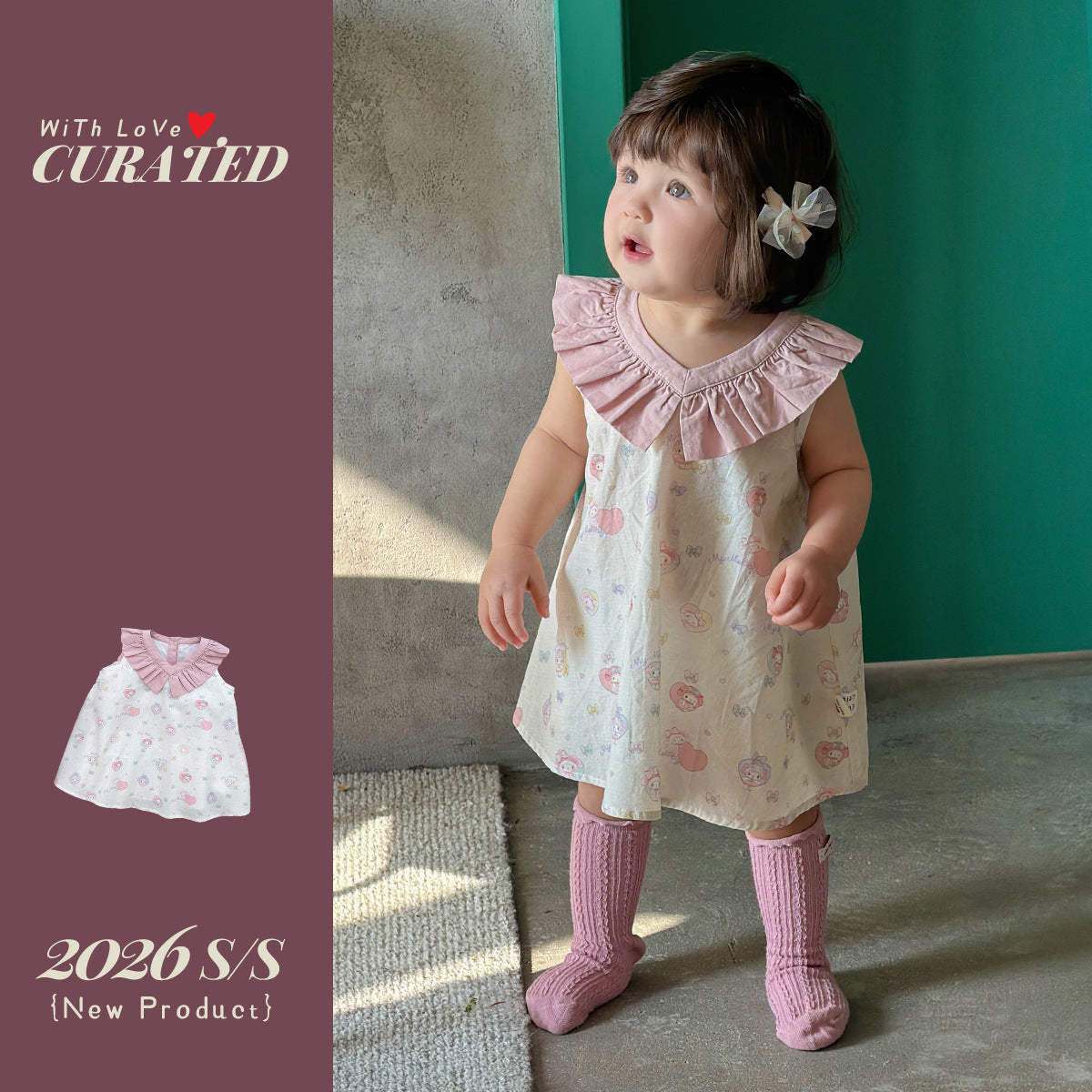 Sleeveless Dress for Kids with Cartoon Print Summer Fashion Cotton Skirt for Baby Girls