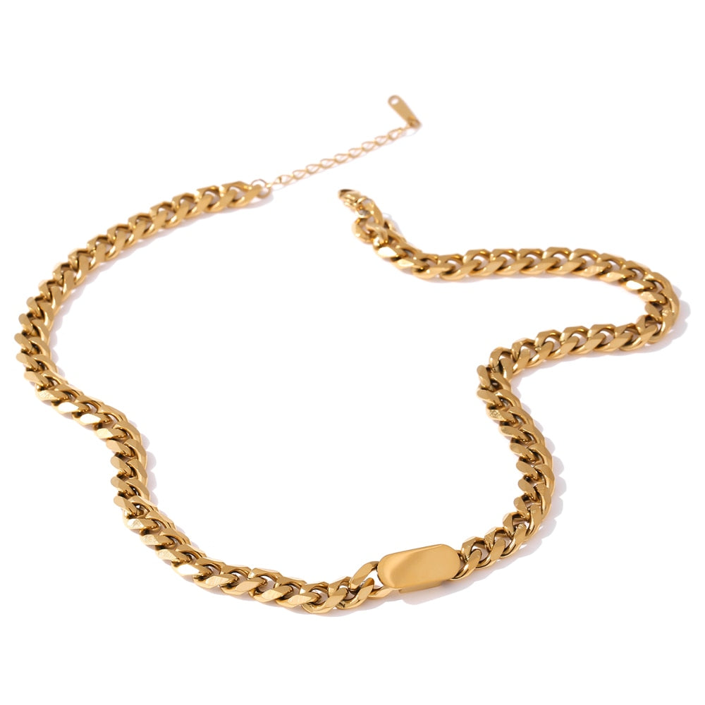 Yhpup Gold Chain Stainless Steel Necklace joyería acero inoxidable mujer Charm Texture Collar Punk Jewelry Gift Waterproof
