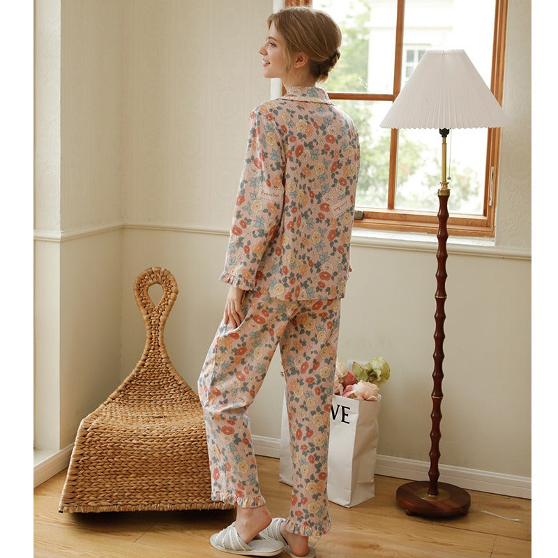 Cotton Pajamas Women's Autumn Clothes Cardigan Two-Piece Set Long Sleeve Pijamas Sets Home Wear Pijamas De Mujer