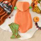 Infant Pumpkin Costume Onesie Halloween Kids Party Performance Outfit Baby Socks 2-Piece Set Children's Clothing