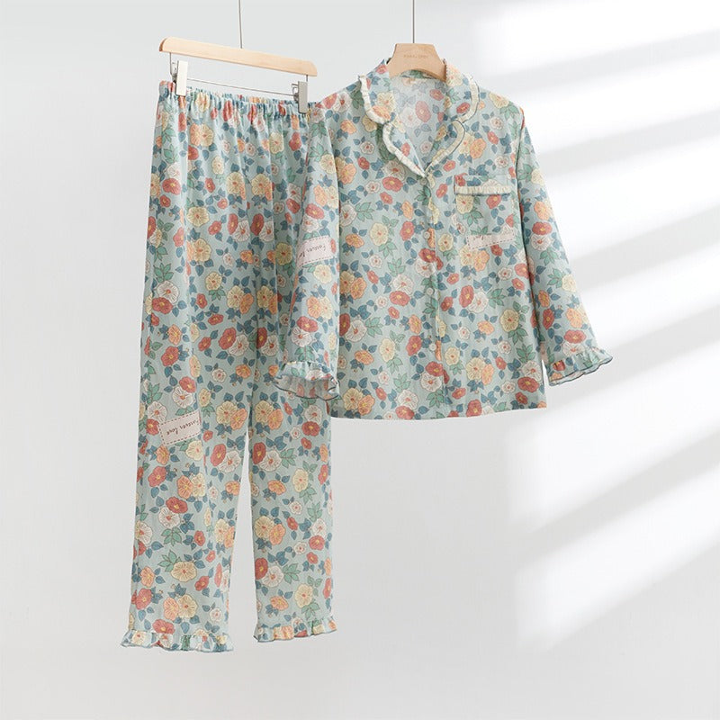 Cotton Pajamas Women's Autumn Clothes Cardigan Two-Piece Set Long Sleeve Pijamas Sets Home Wear Pijamas De Mujer