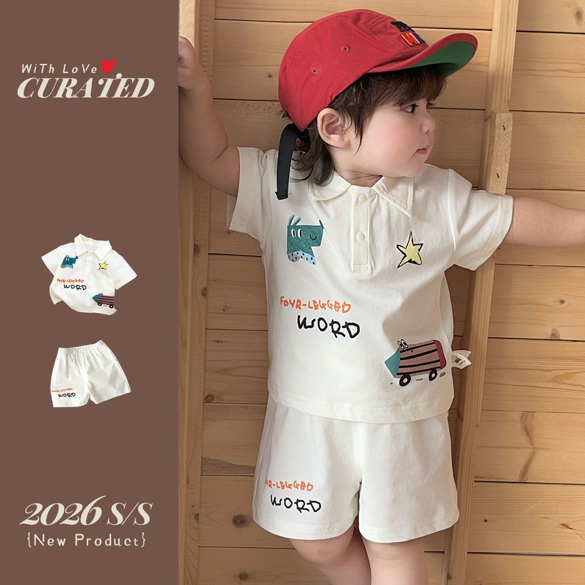 Baby Summer Outfit Set, Kids Casual Wear, Polo Collar Short Sleeve T-Shirt