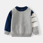 Men's Children Lightweight Round Neck Pullover Knitwear Baby Color-block Sleeve Sweater Kids Casual Top