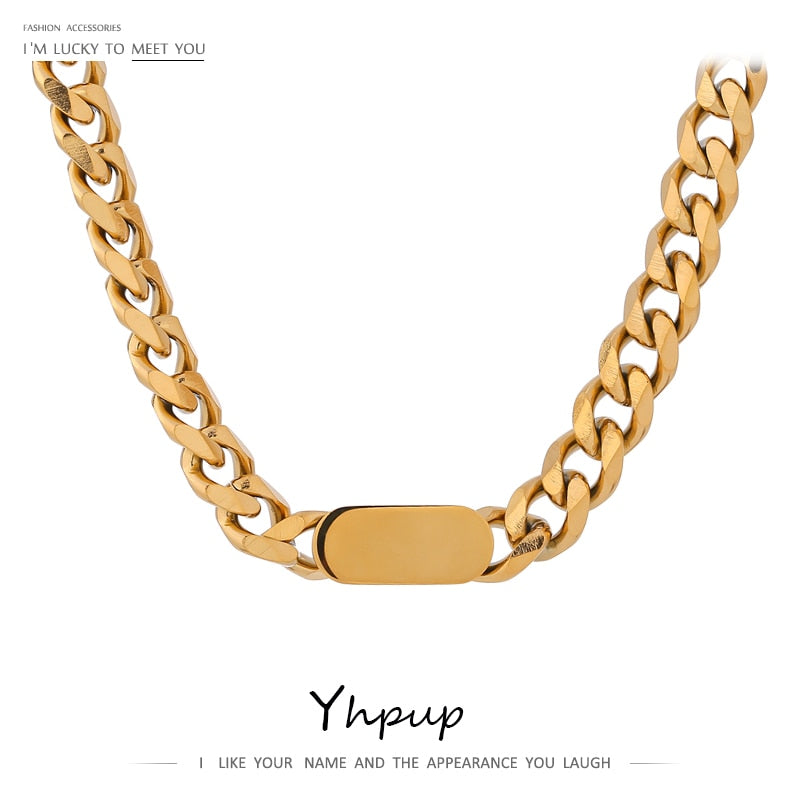 Collar de Cadena Dorada de Acero Inoxidable para Mujer