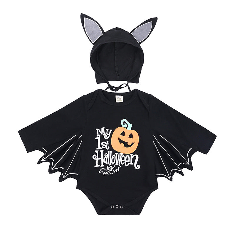 Halloween Kids Costume Long Sleeve Bat Sleeve Design Baby Clothes Unisex Infant Triangular Romper