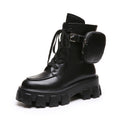 Botines Militares de Plataforma con Cordones para Mujer