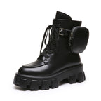 Botines Militares de Plataforma con Cordones para Mujer