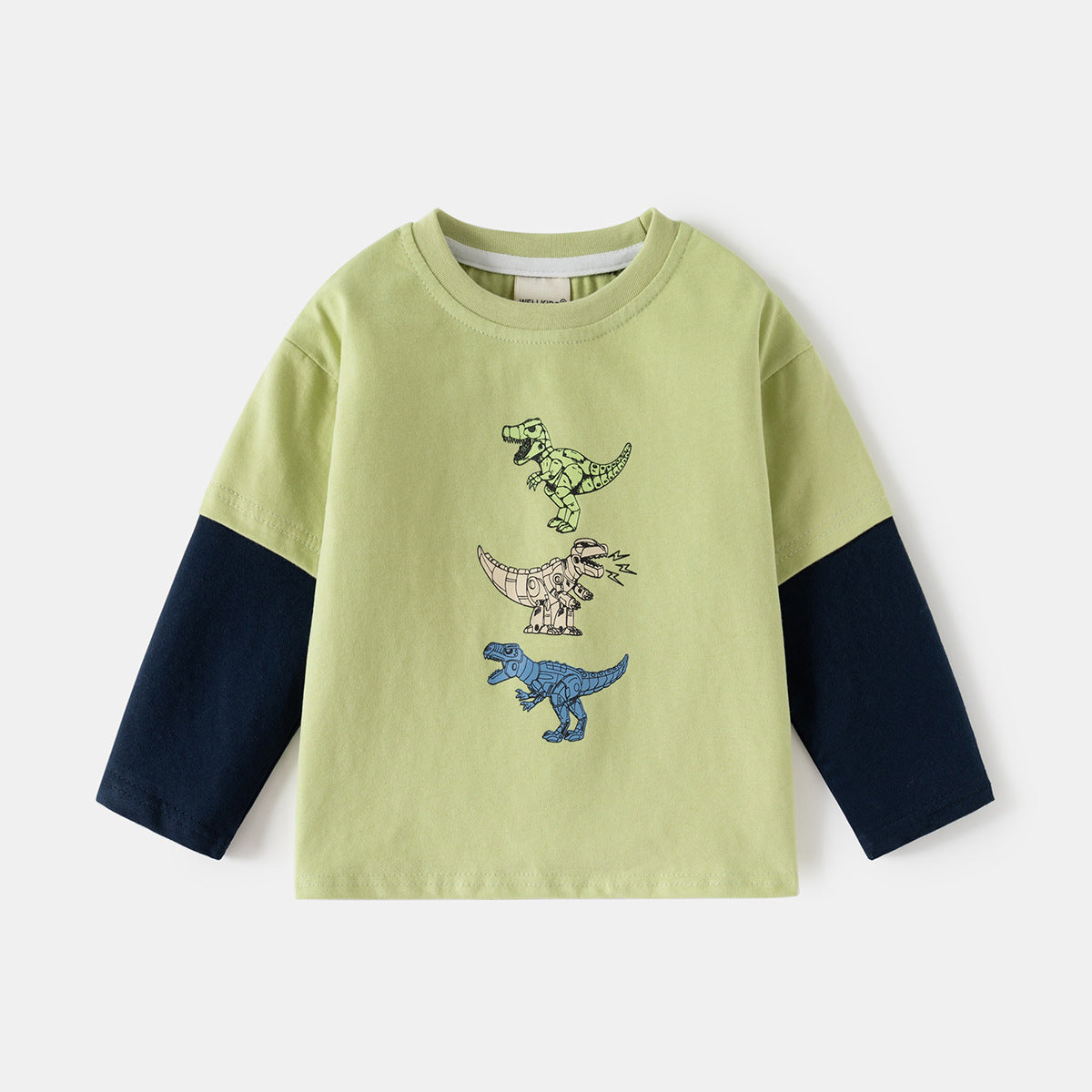 Wholesale Baby Clothes Kids Long Sleeve T-Shirt Boy Patched Sleeve Base Layer Fashion Drop Shipping