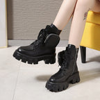 Botines Militares de Plataforma con Cordones para Mujer