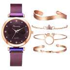 Set de 5 Relojes de Lujo con Pulsera para Mujer