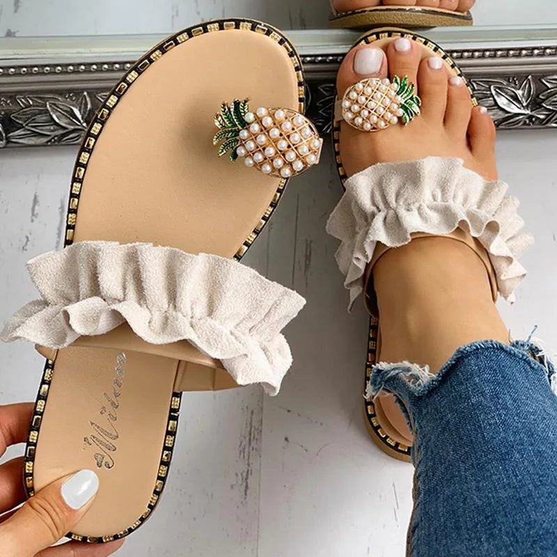 Sandalias de Playa Bohemias con Perla para Mujer