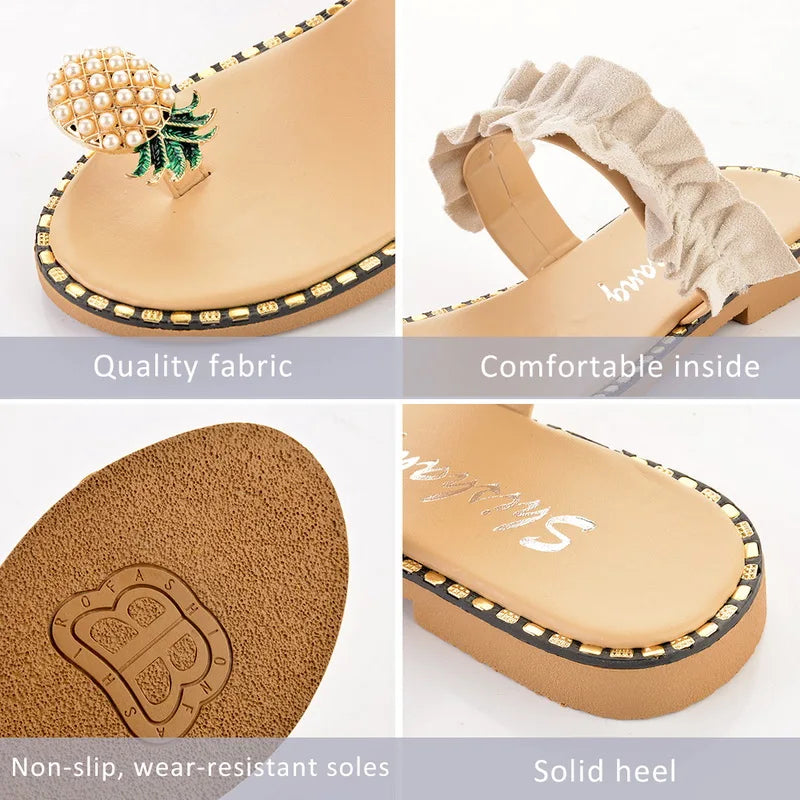 Sandalias de Playa Bohemias con Perla para Mujer