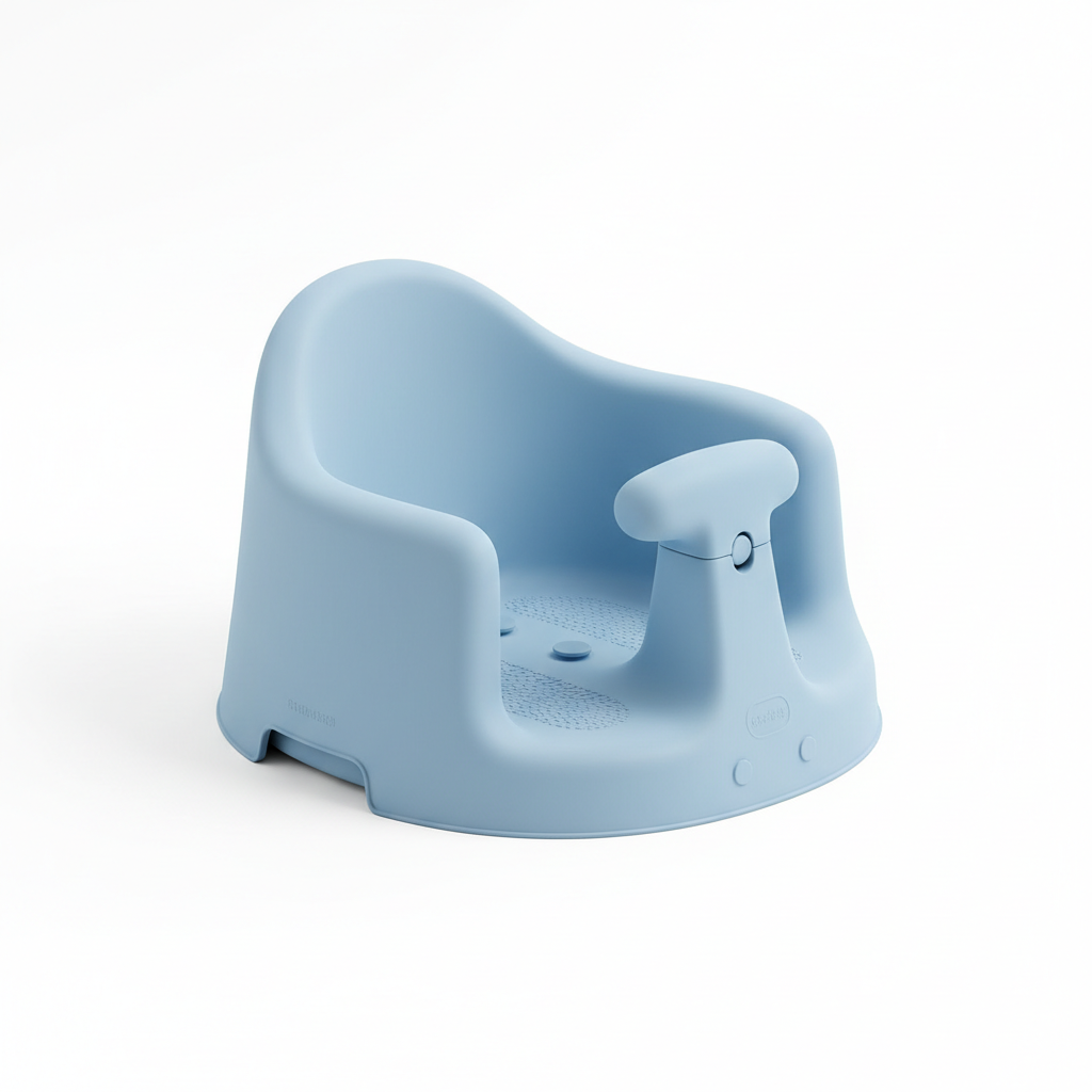 Silla de baño bebé silicona color azul niño