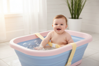 Jacuzzi plegable para bebé con cintas de seguridad antialérgicas